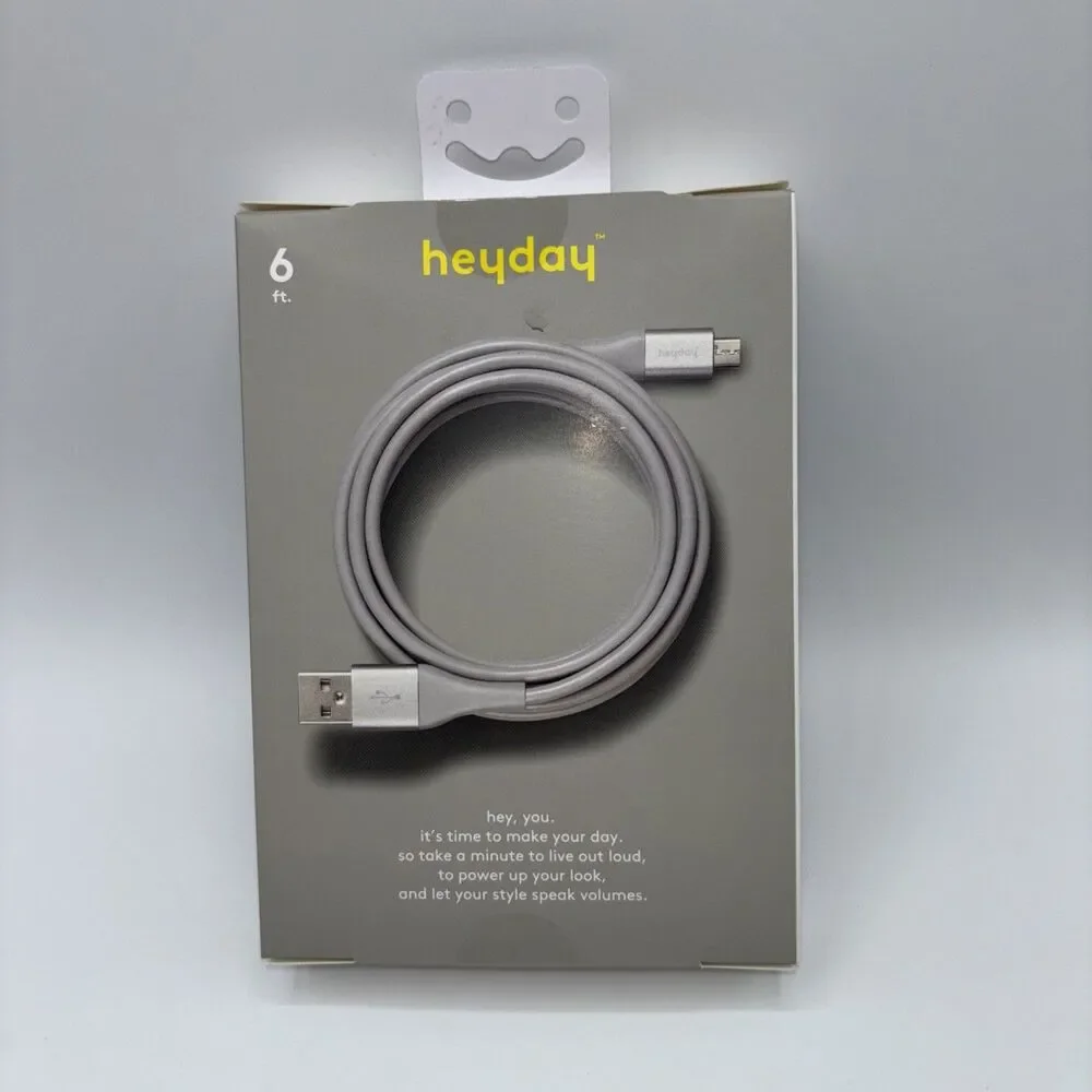 6' Micro-USB to USB-A Cell Phone Charger Cable Heyday High Charging speed NIB